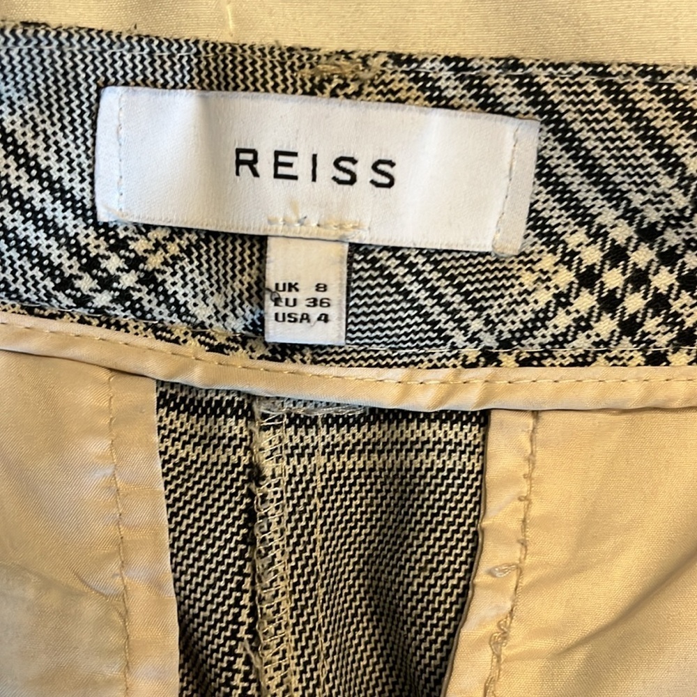 Reiss Plaid Trousers, Ankle length Size 4, office  corporate chic, Grey & Black - Picture 9 of 16